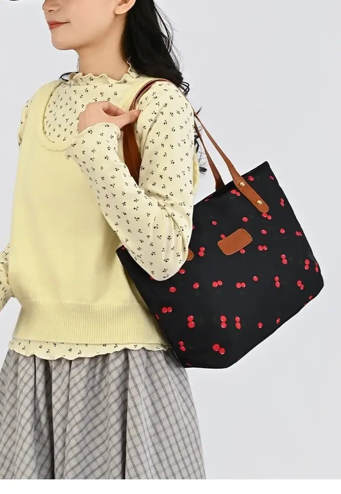 Sac fourre-tout grande capacité à motif cerise