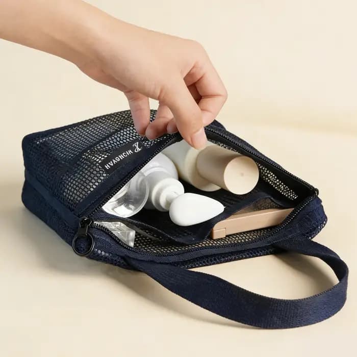 Sac de Douche en Maille avec Fermeture Éclair