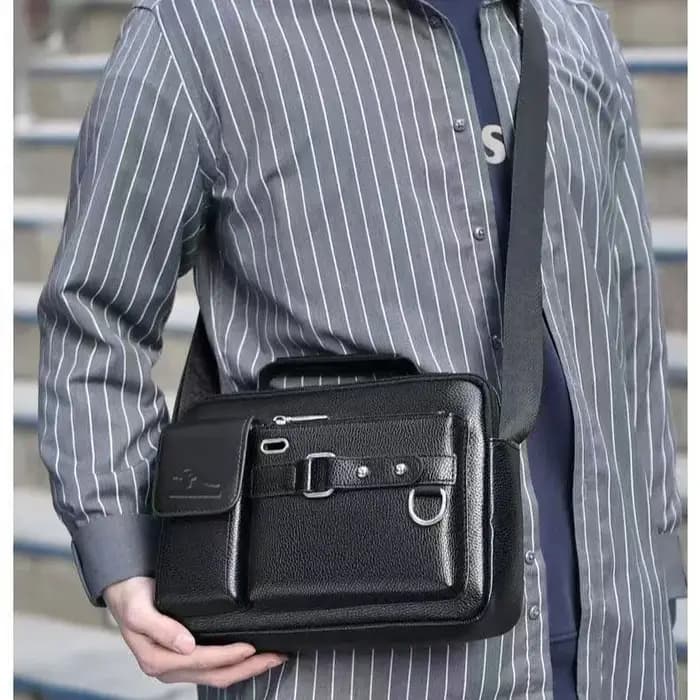 Sac bandoulière homme en cuir PU haut de gamme pour affaires et trajets quotidiens – Sacoche imperméable et résistante à l'usure