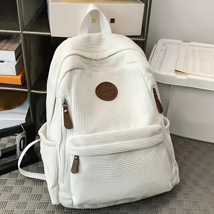 Sac à dos en velours côtelé vert olive pour femme, grande capacité, sac à dos décontracté, travail,