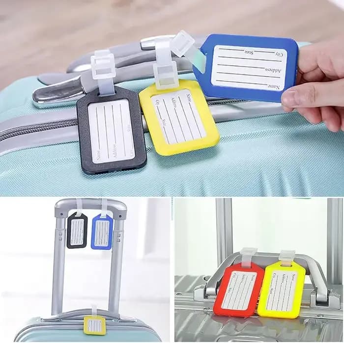 Étiquettes de bagages colorées en plastique avec lettres personnalisées pour valise de voyage et sac de visite pour identification facile en avion