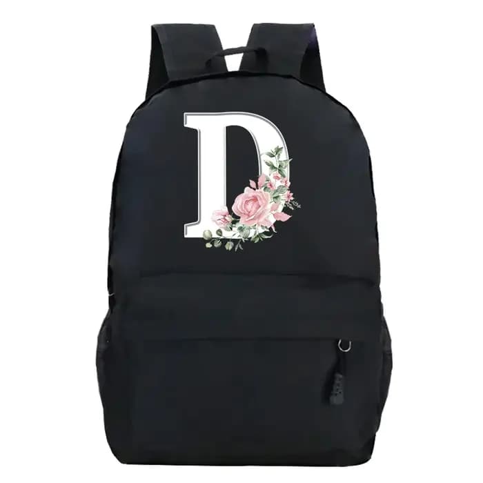Étudiant dames Rose Floral Alphabet blanc impression sac à dos femmes fleur Harajuku cartables femme