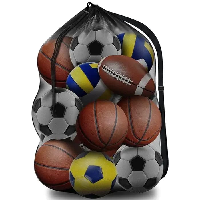 Sac à dos de sport en maille extra large avec cordon de serrage et poche zippée pour le football