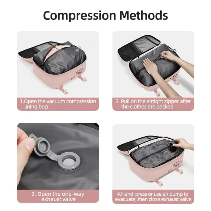 Voyage femmes sac à dos 16 pouces compression sous vide sac à dos pour ordinateur portable USB charge école sac à dos étendu randonnée en plein air sac à dos