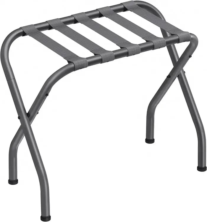 Support de valise pliable T1 noir, porte-bagages en métal pour chambre d'amis, cadre en acier pliabl