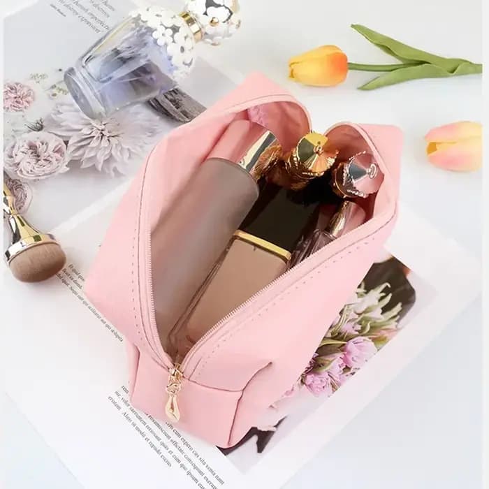 Sacs à cosmétiques en cuir PU avec fermeture éclair pour femme