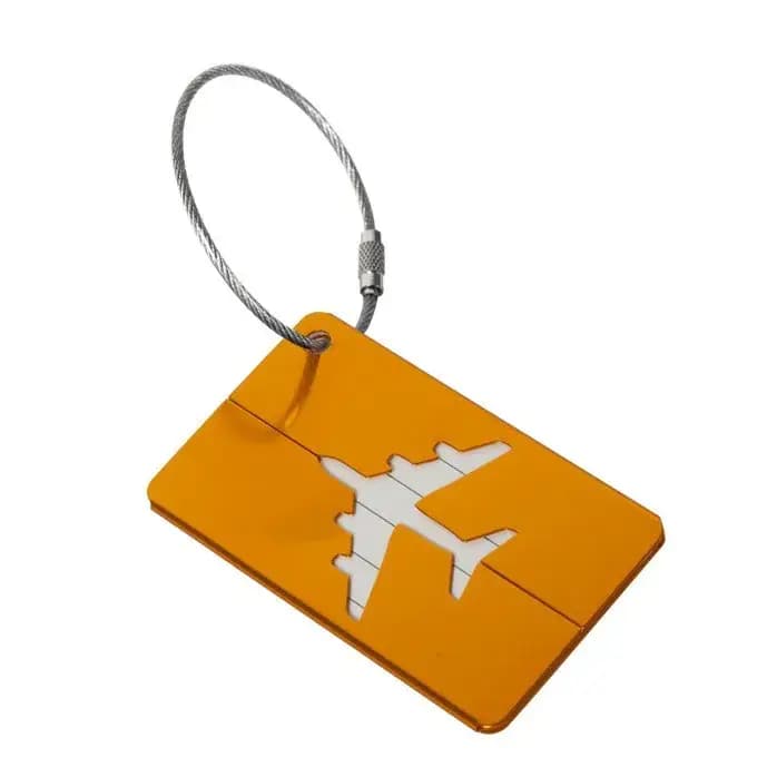 Petite étiquette de bagage en alliage d'aluminium pour avion, avec nom, carte d'identification, anti