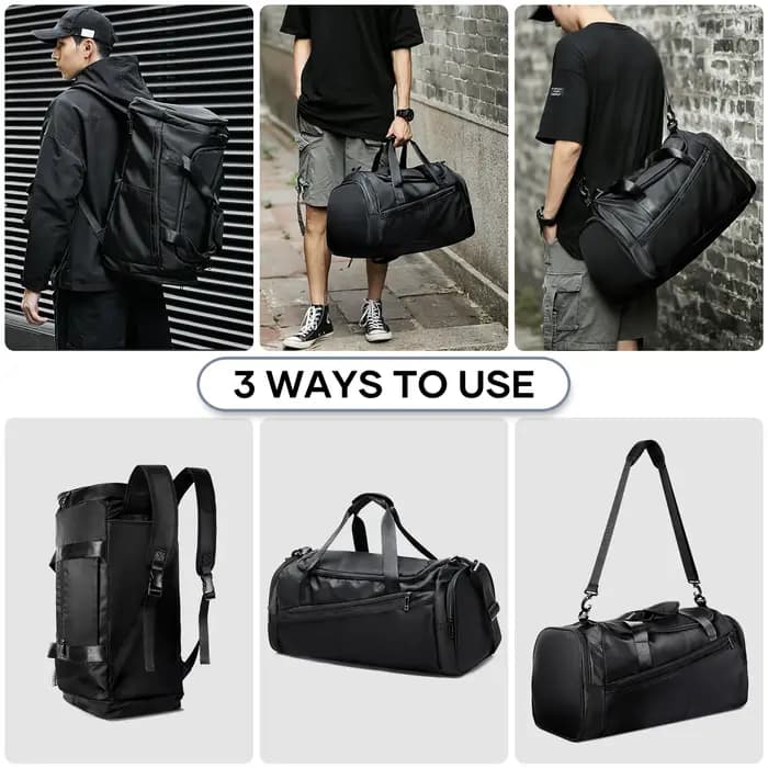 Sac de sport sac polochon de voyage avec poche humide et compartiment à chaussures pour hommes femmes imperméable grand week-end sac à dos de nuit
