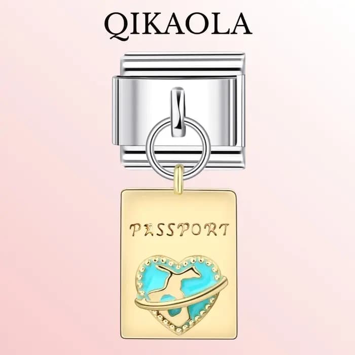 Valise délicate passeport de voyage, 1 pièce, breloque italienne mignonne pour fille et garçon, adaptée au Bracelet en acier inoxydable de 9mm, fabrication de bijoux à faire soi-même