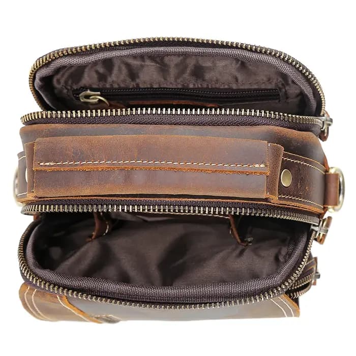 100% sacs de messager en cuir véritable rétro en cuir de vache homme sac corssbody poignées multifon