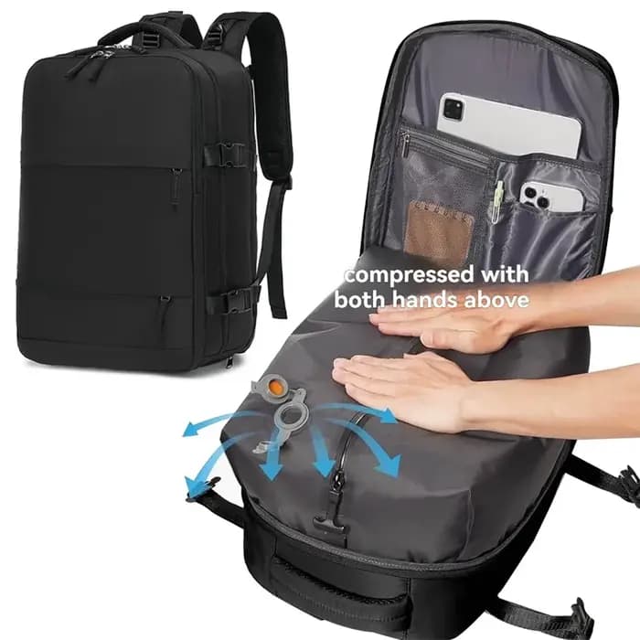 Sac à dos de voyage à pompe à air intégrée scellé sous vide