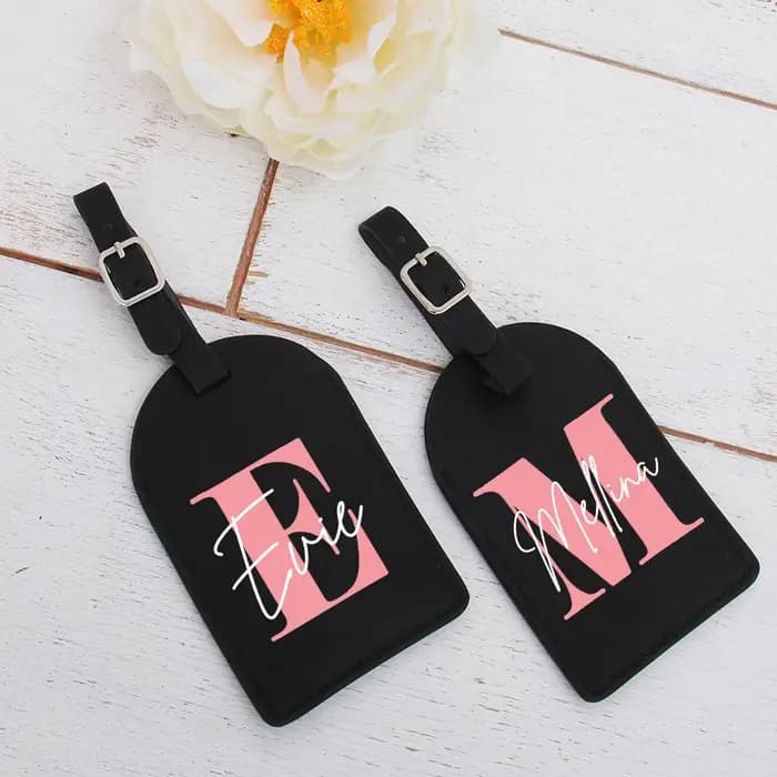 Étiquette de bagage monogrammée pour valise