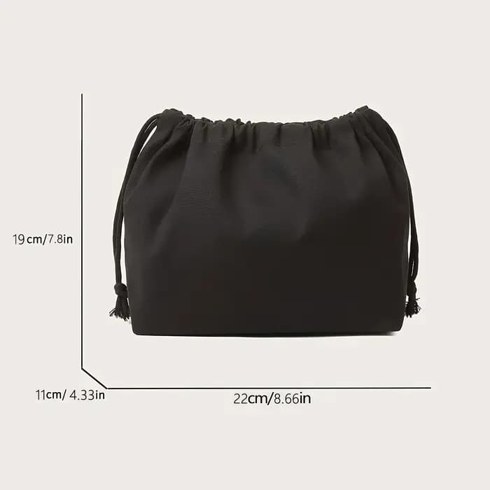 1 sac de rangement beige en polyester à double cordon de serrage - un accessoire décontracté et un sac organisateur de cosmétiques avec fermeture sécurisée