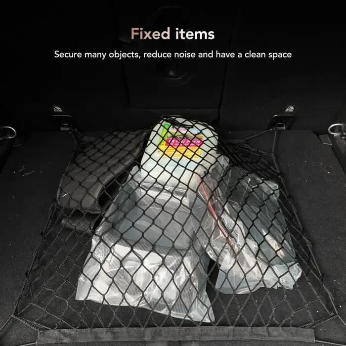 Filet de rangement en maille élastique pour coffre de voiture