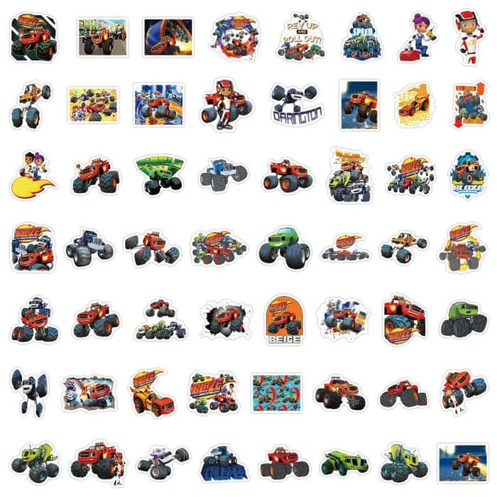 10/55 PIÈCES Blaze Monster Machines Autocollants Bagages Créatif Étanche Graffiti Puzzle Scooter Ordinateur Tablette Dessin Animé Autocollant Jouet