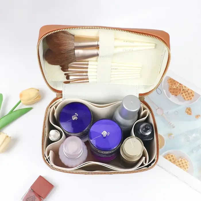 Sac à cosmétiques en cuir pu avec nom personnalisé
