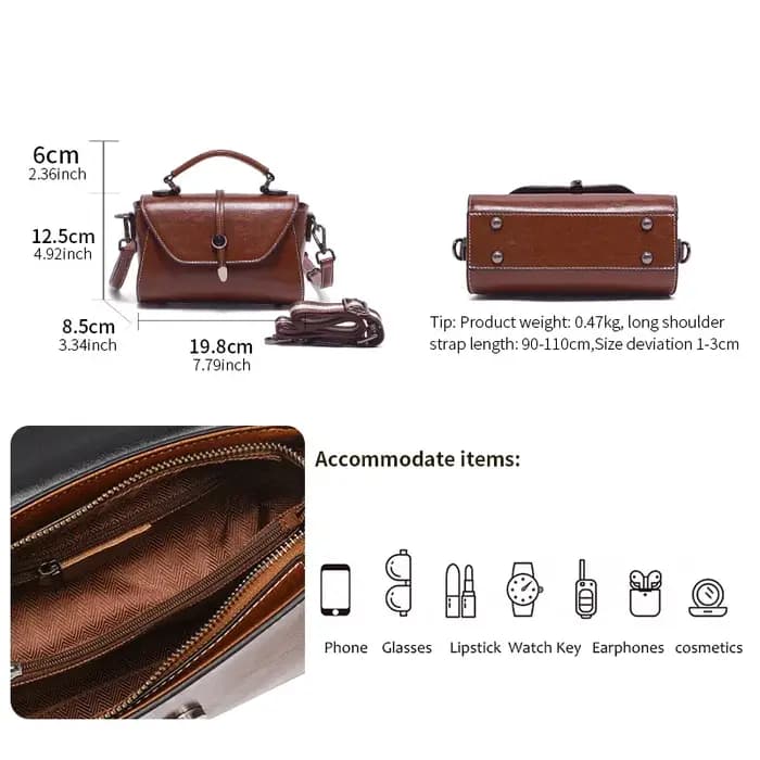 Sacs à bandoulière en cuir de vache souple et Durable pour femmes