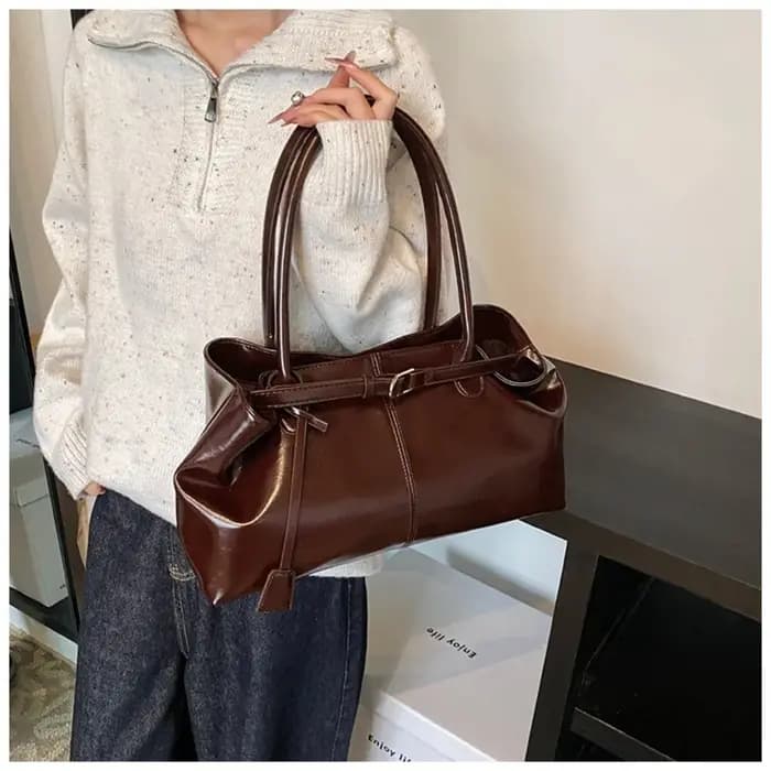 Nouveau Sac à main en cuir PU huile grande capacité sac à bandoulière décontracté sac fourre-tout multifonctionnel femmes