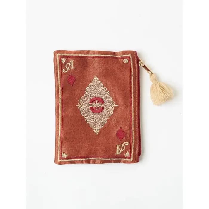Sac de maquillage à motif de carte de Poker brodé à la main de Style japonais