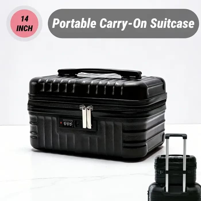 Valise de toilette portable avec serrure à code, poignée intégrée, grande capacité, pour voyages courts, activités de plein air et rangement quotidien