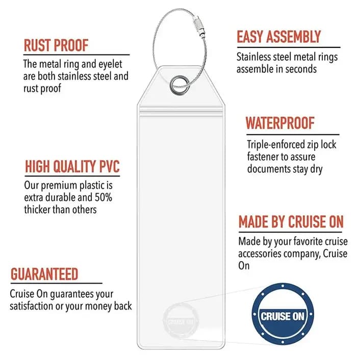 4 étiquettes de bagage réutilisables en PVC de haute qualité avec boucles en acier pour valise