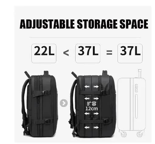 BANGE hommes sac à dos à main 45L 37L extensible