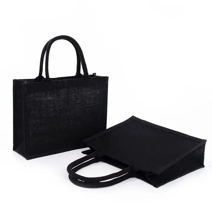Sac fourre-tout en lin noir vintage pour femme