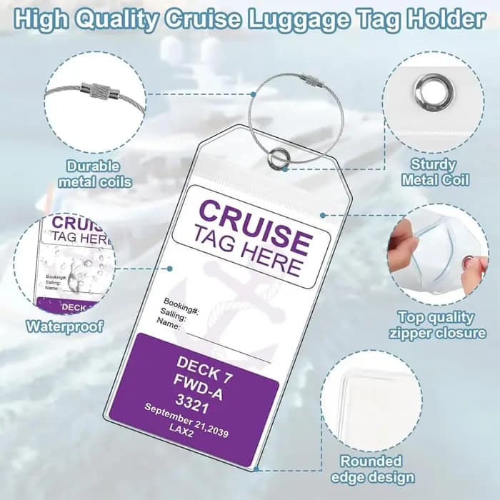 Lot de 5/8 porte-étiquettes de bagages pour croisière