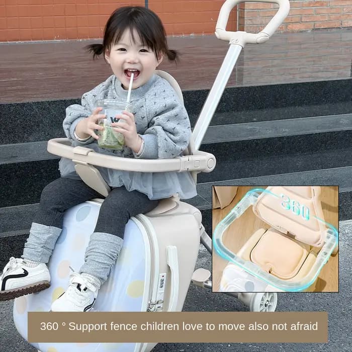 Valise à roulettes pour enfants, 20 pouces, pliable, avec fonction de siège et de roulement, bagage cabine pour enfant