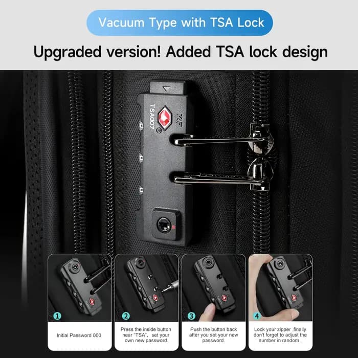 Sac à dos de voyage Tigernu extensible à compression sous vide 27L-37L pour cabine d'avion