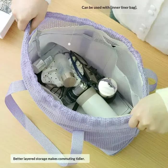Sac fourre-tout en maille avec cordon de serrage
