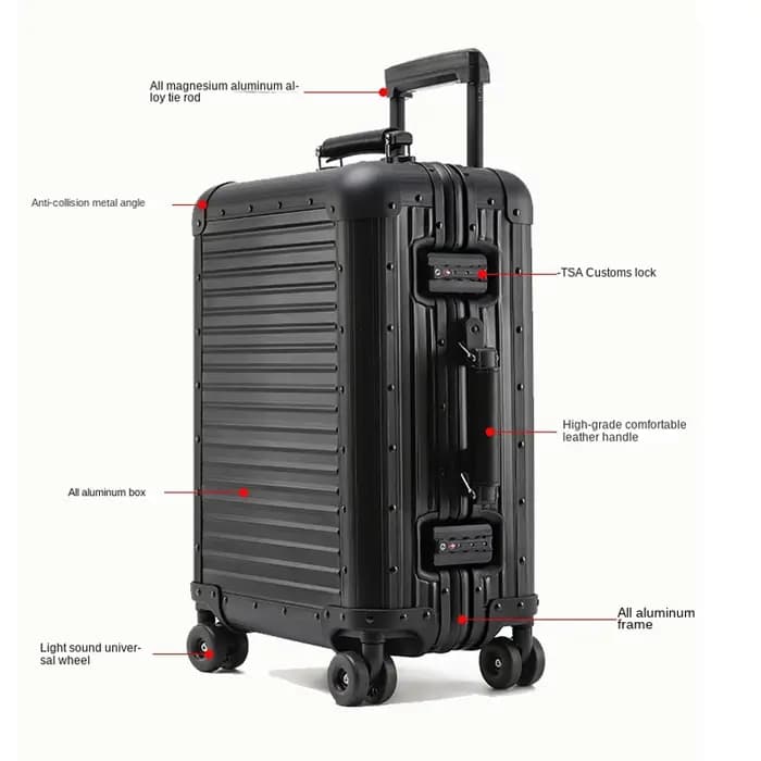 Valise de voyage en alliage d'aluminium et de magnésium
