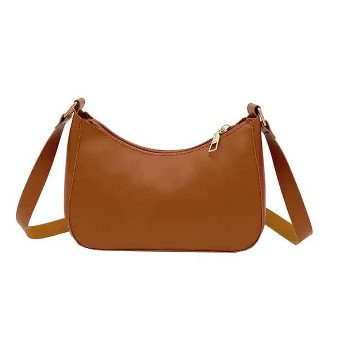 Sac pour femmes sac sous les bras sacs à main rétro couleur unie en cuir PU épaule