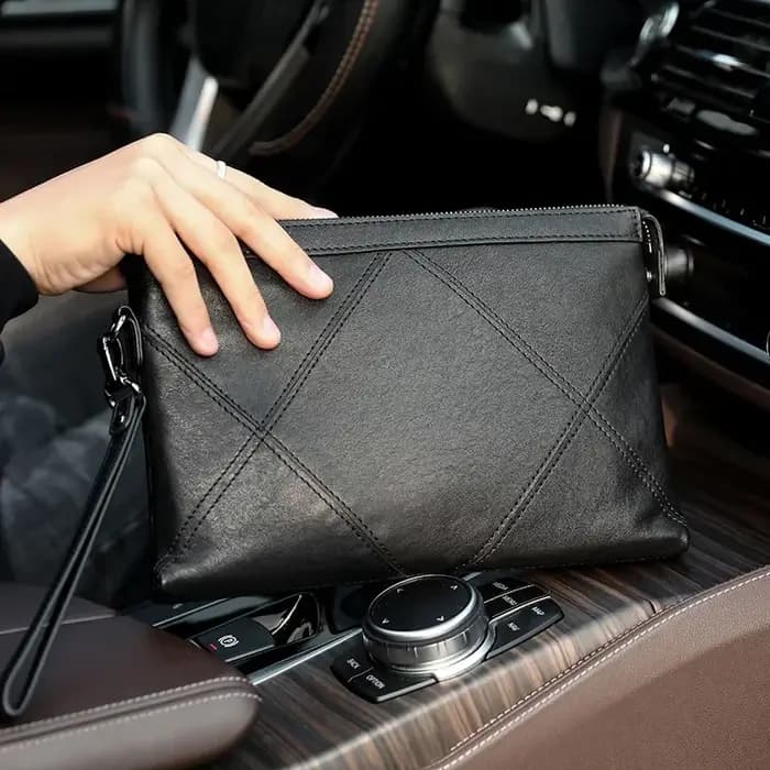 Sac à main en cuir véritable pour homme