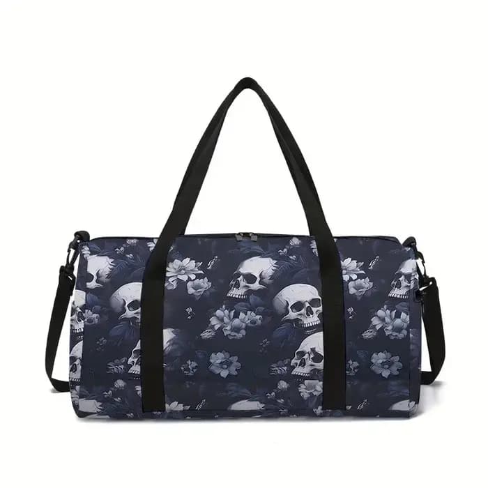 Sac de voyage grande capacité motif crâne floral pour garçons et filles – Meilleurs cadeaux – Sac de