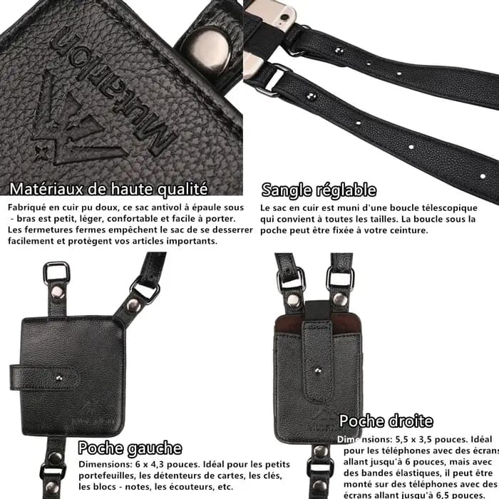 Sac d'agent secret antivol pour hommes