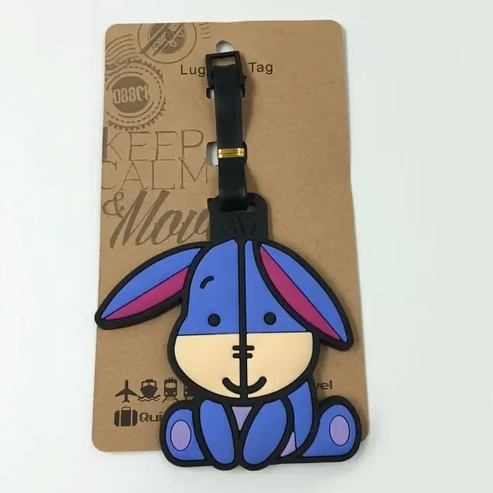 Étiquette de bagage de voyage Dsn Winnie The Pooh Eeyore, étiquette de valise en gel de silice mignonne, porte-nom et porte-identité, étiquette de bagage d'embarquement