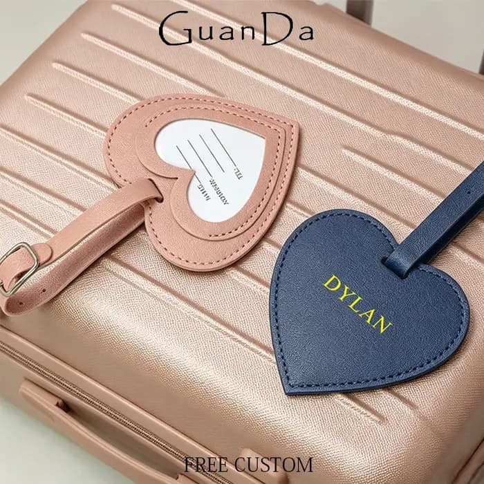 Étiquette de bagage personnalisée en cuir PU avec nom et lettres DIY