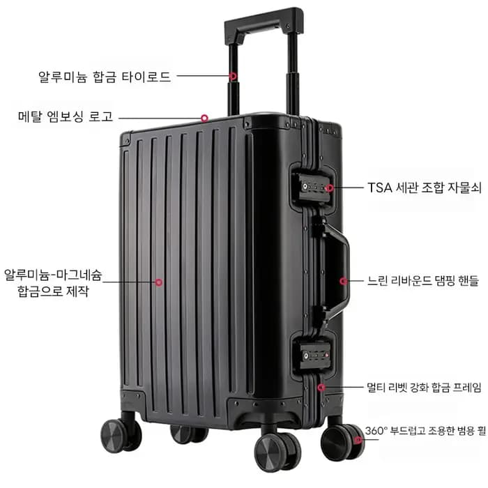 Valise en alliage d'aluminium et de magnésium pour hommes et femmes, étui à roulettes expressément e