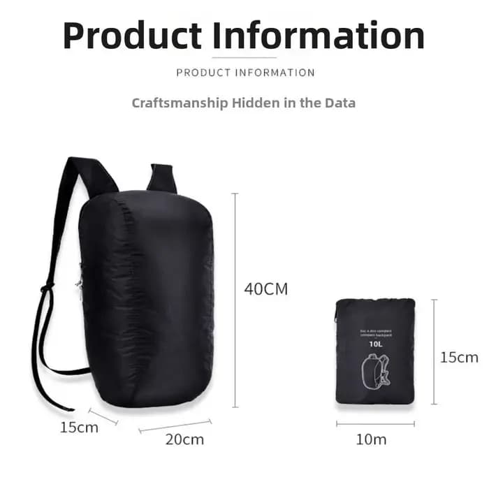 Nouveau sac à dos pliable de 10 L