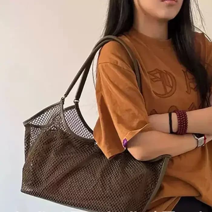 Femmes grande capacité maille plage voyage sac à bandoulière décontracté Shopper fourre-tout
