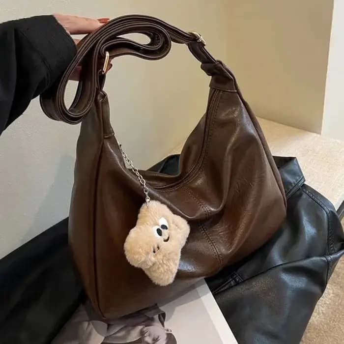 Sac à bandoulière ample en cuir PU pour femmes