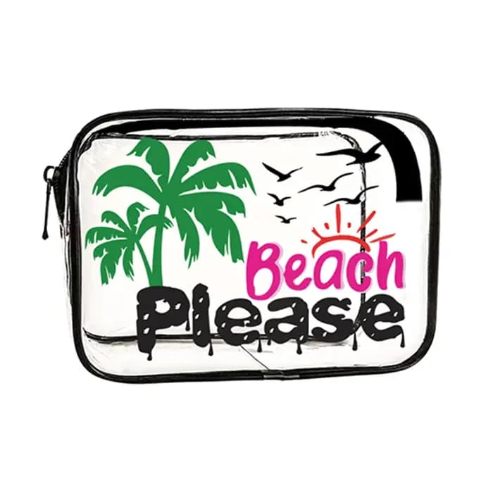 Sac de rangement transparent imprimé palmier tropical
