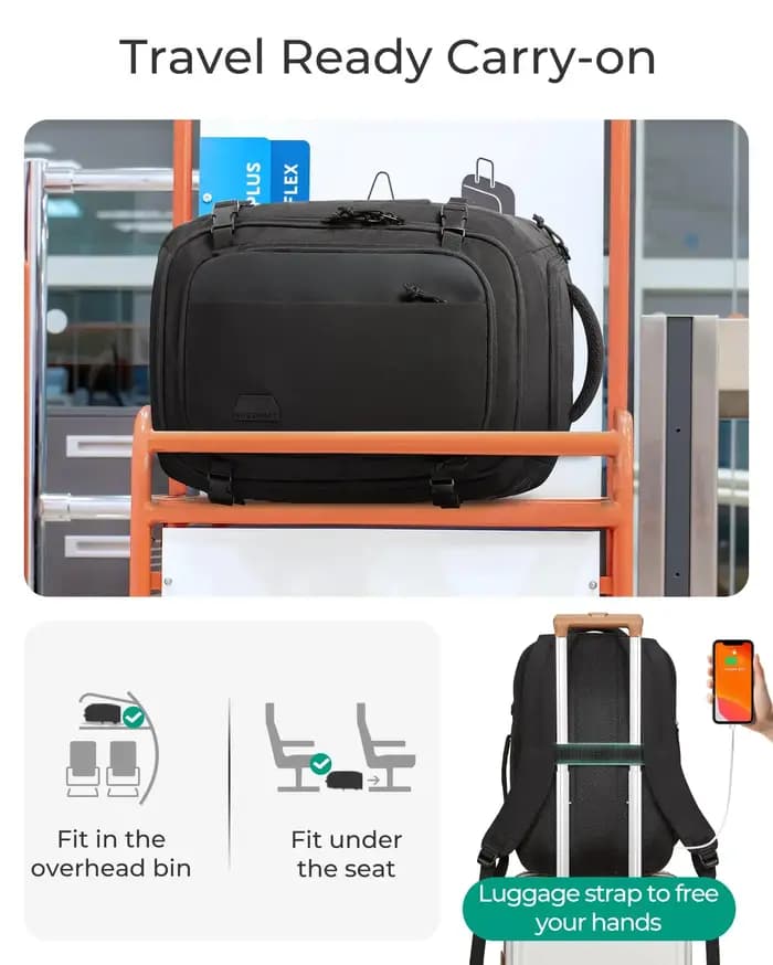 BAGSMART Sac à dos de voyage léger 30L approuvé pour le vol pour hommes et femmes Sac