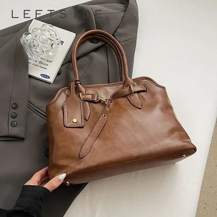 LEFTSIDE – sac fourre-tout rétro en cuir PU pour femmes