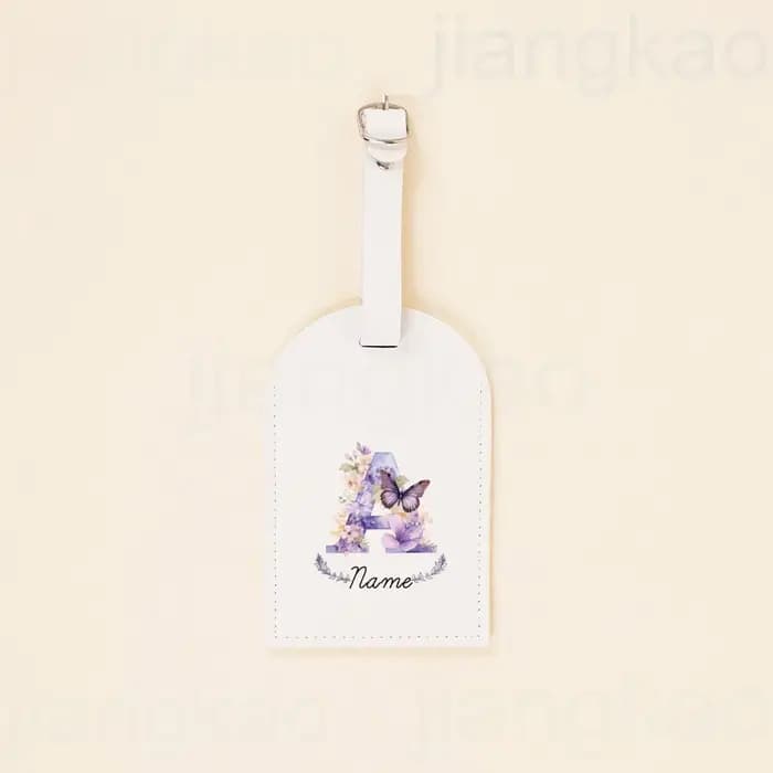 Étiquette de bagage personnalisée en PU, lettre florale avec nom, étiquette de valise, accessoire de
