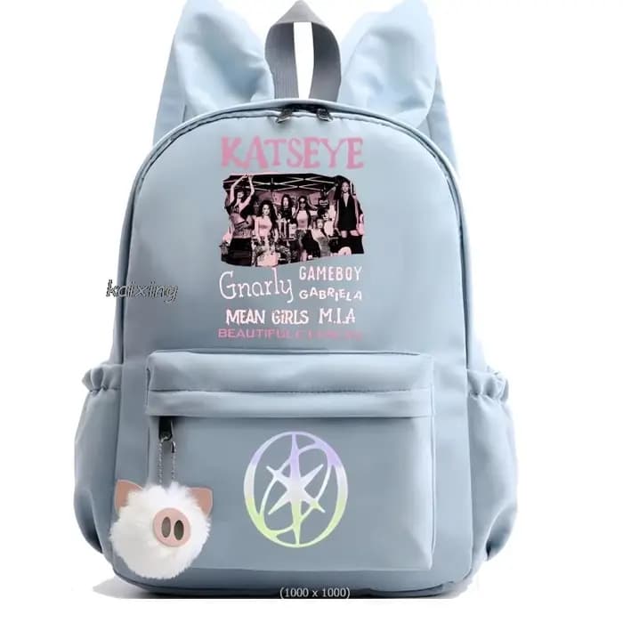 Mochila Hot Katseye drôle impression sac à dos fille garçon enfants sac à dos décontracté sacs d'école voyage oreilles
