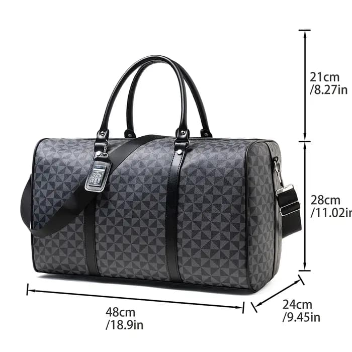 Sac de voyage noir à fermeture éclair pour hommes de grande capacité