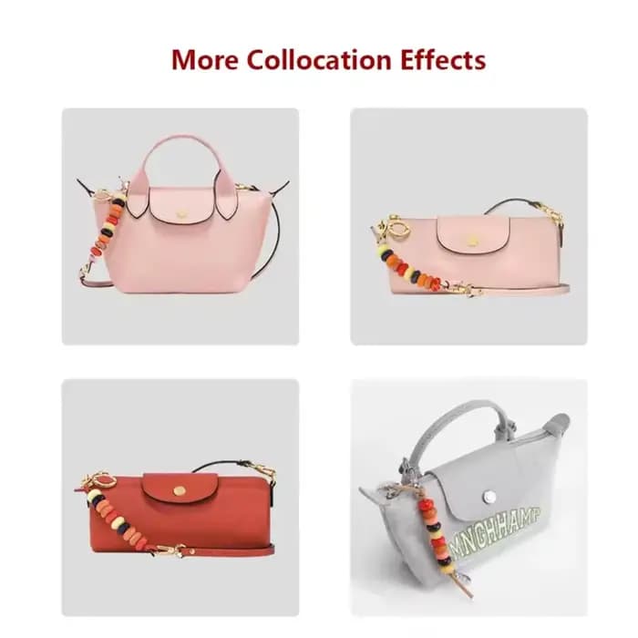 Chaîne décorative perlée pour sac Longchamp – Sangle colorée pour sac à main