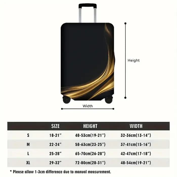 1 housse de bagage abstraite en ruban doré pour bagages de 18 à 32 pouces ; accessoire de voyage élégant et protecteur